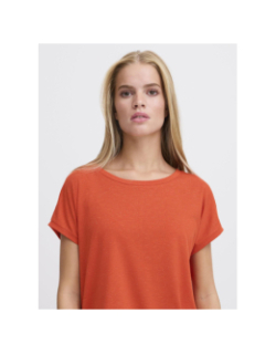 T-shirt col v pailleté rebel orange femme - Ichi