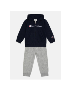 Ensemble sweat zippé capuche et jogging bleu gris enfant - Champion