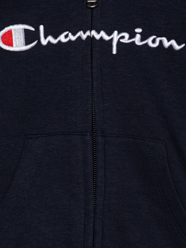 Ensemble sweat zippé capuche et jogging bleu gris enfant - Champion