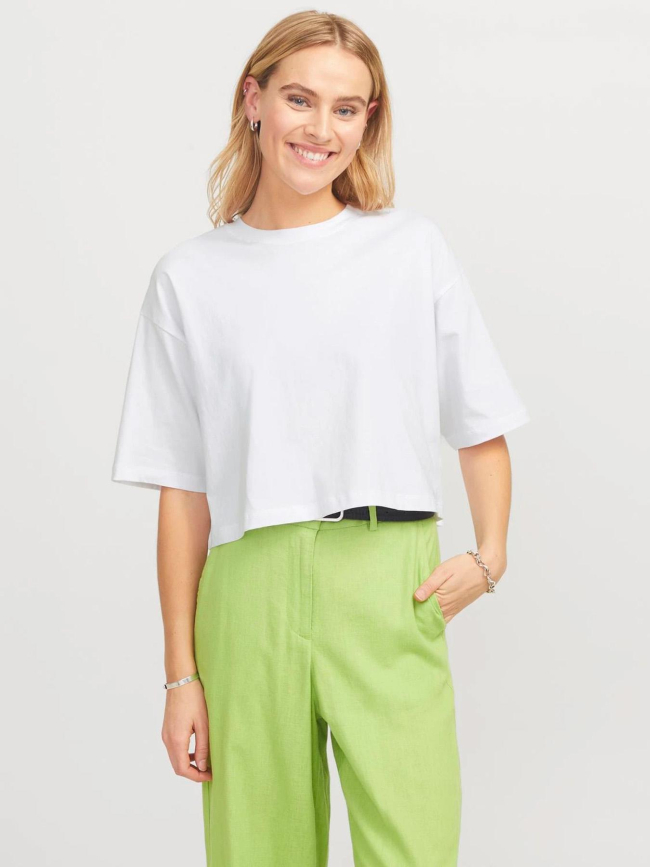 T-shirt crop uni loose andrea blanc femme - Jjxx