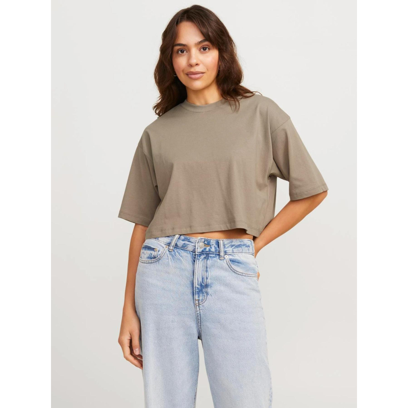 T-shirt crop uni loose andrea marron femme - Jjxx
