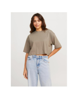 T-shirt crop uni loose andrea marron femme - Jjxx