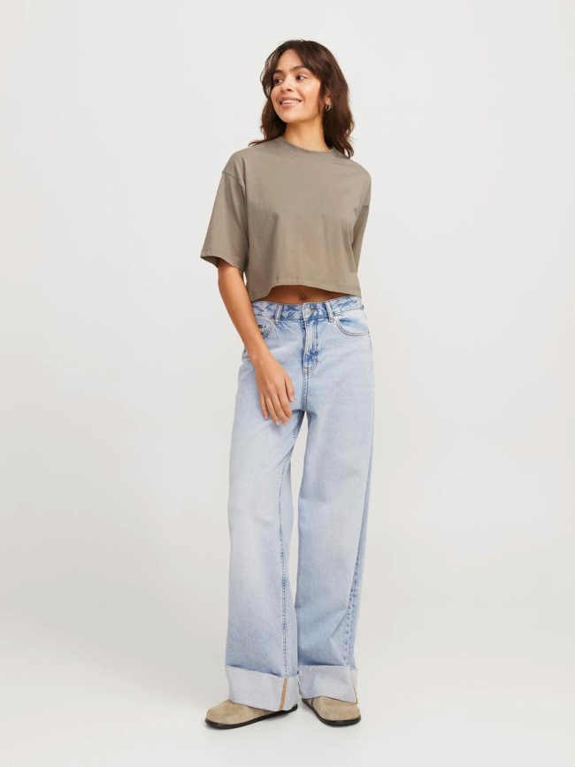 T-shirt crop uni loose andrea marron femme - Jjxx