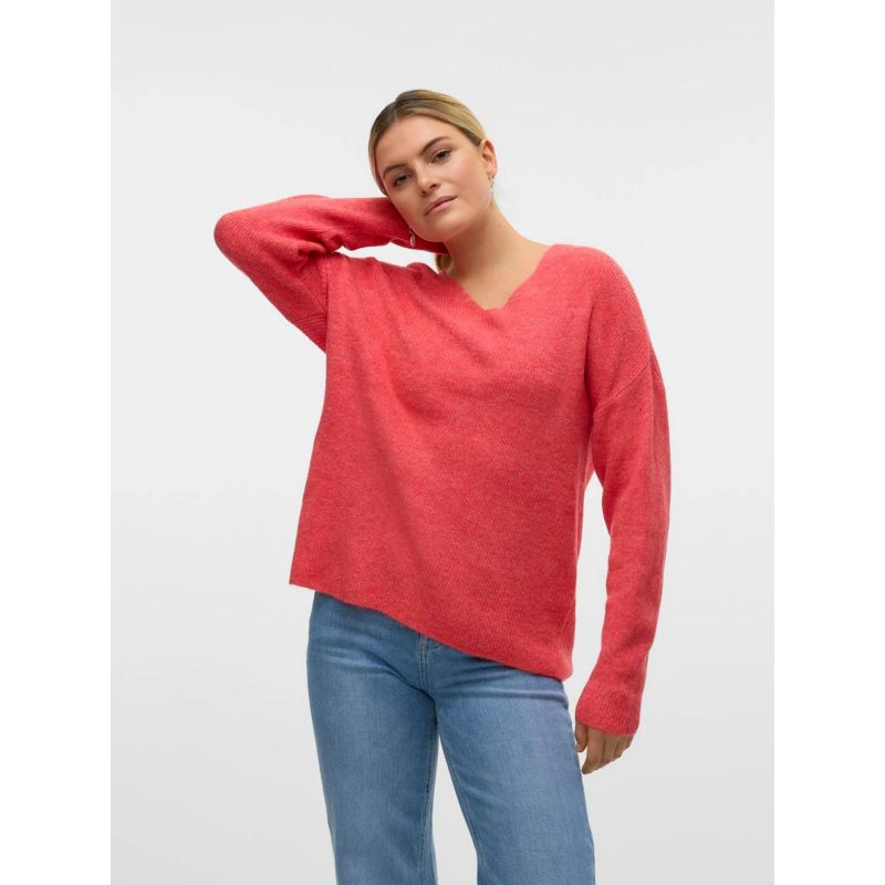 Pull col v crewlefile rouge femme - Vero Moda