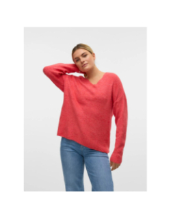 Pull col v crewlefile rouge femme - Vero Moda