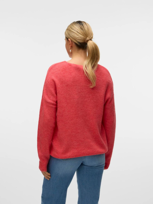 Pull col v crewlefile rouge femme - Vero Moda