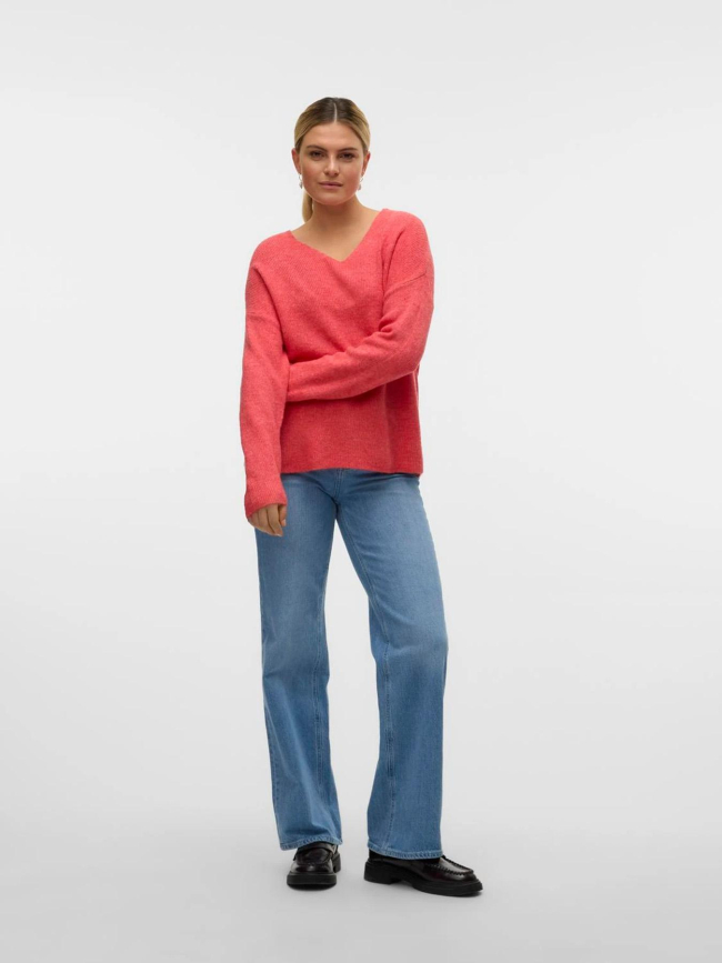 Pull col v crewlefile rouge femme - Vero Moda