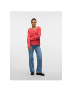 Pull col v crewlefile rouge femme - Vero Moda