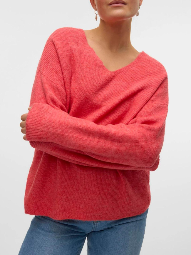 Pull col v crewlefile rouge femme - Vero Moda