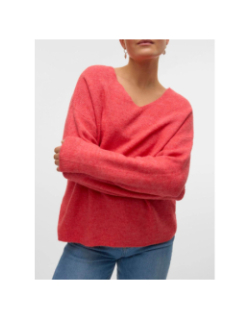 Pull col v crewlefile rouge femme - Vero Moda