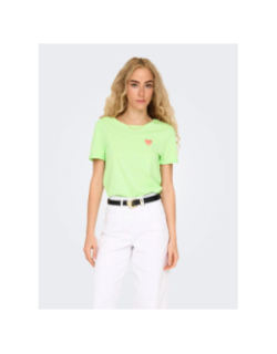 T-shirt manches courtes onlkita life coeur brillant vert femme - Only