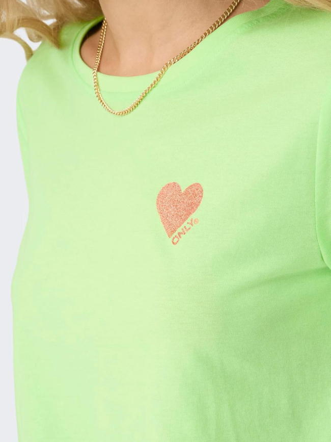 T-shirt manches courtes onlkita life coeur brillant vert femme - Only