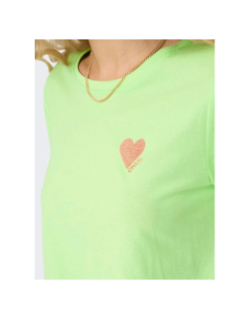 T-shirt manches courtes onlkita life coeur brillant vert femme - Only