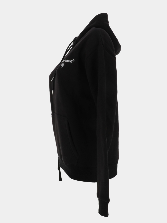 Sweat à capuche uni logo brodé noir femme - Project X Paris