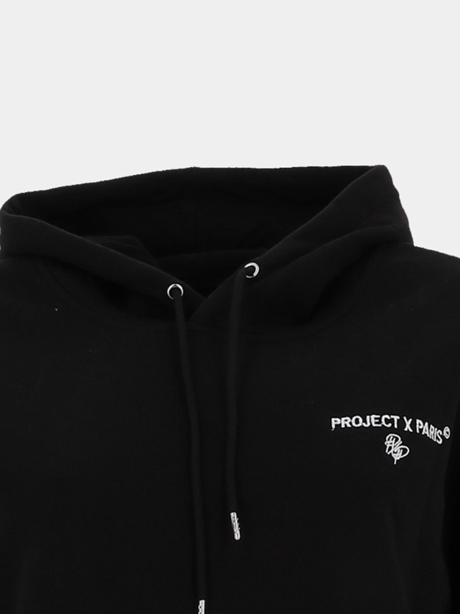 Sweat à capuche uni logo brodé noir femme - Project X Paris