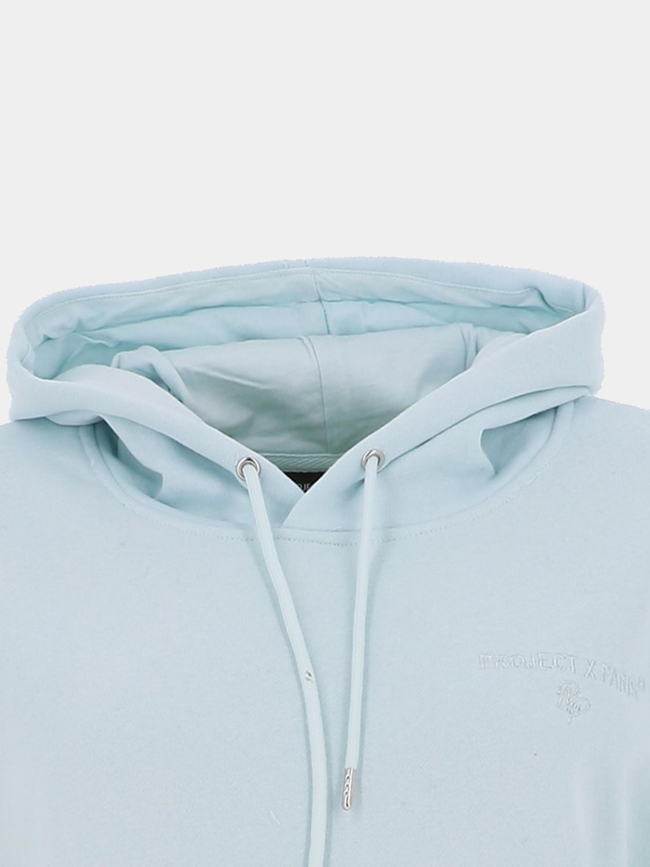 Sweat à capuche uni logo brodé bleu femme - Project X Paris