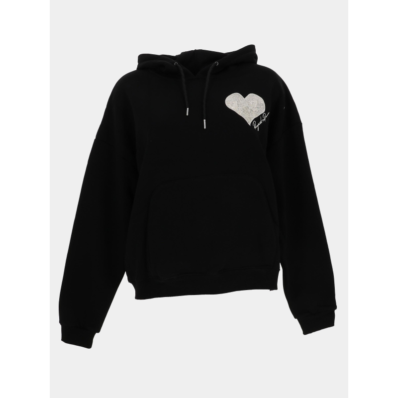 Sweat à capuche all over cœur noir femme - Project X Paris