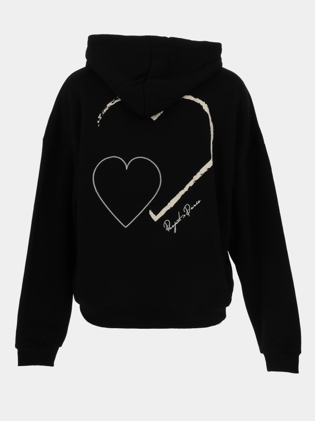 Sweat à capuche all over cœur noir femme - Project X Paris