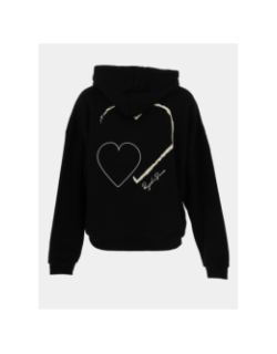 Sweat à capuche all over cœur noir femme - Project X Paris
