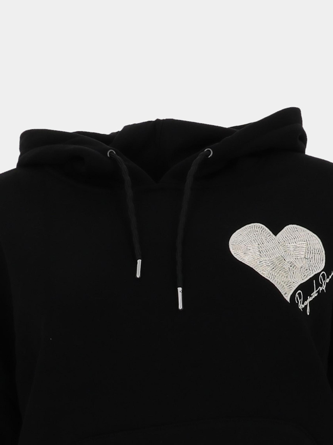 Sweat à capuche all over cœur noir femme - Project X Paris