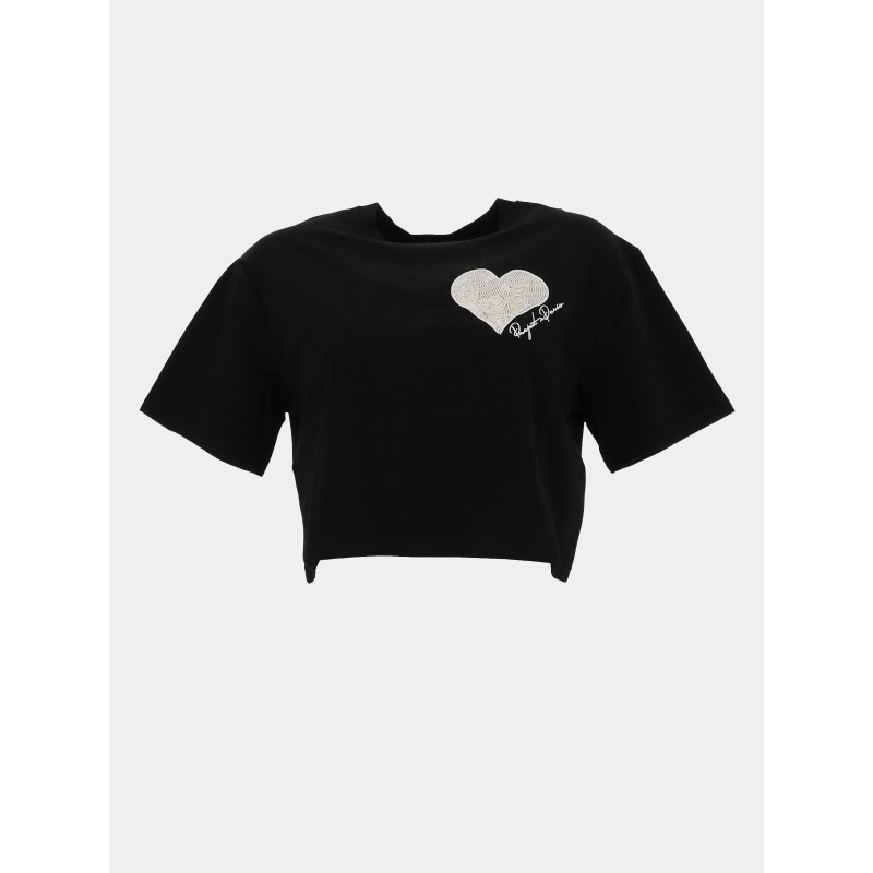 T-shirt cœur brodé noir femme - Project X Paris