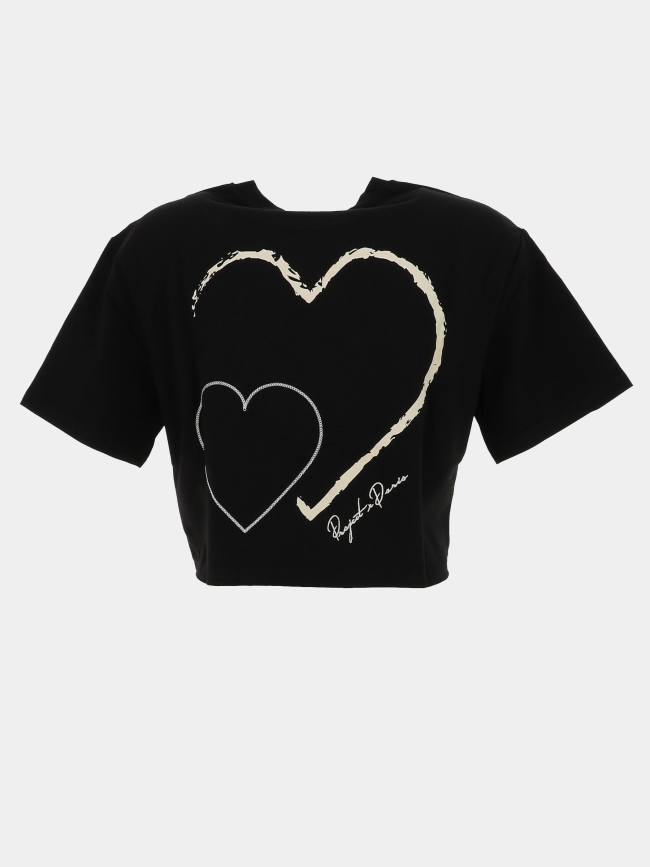 T-shirt cœur brodé noir femme - Project X Paris