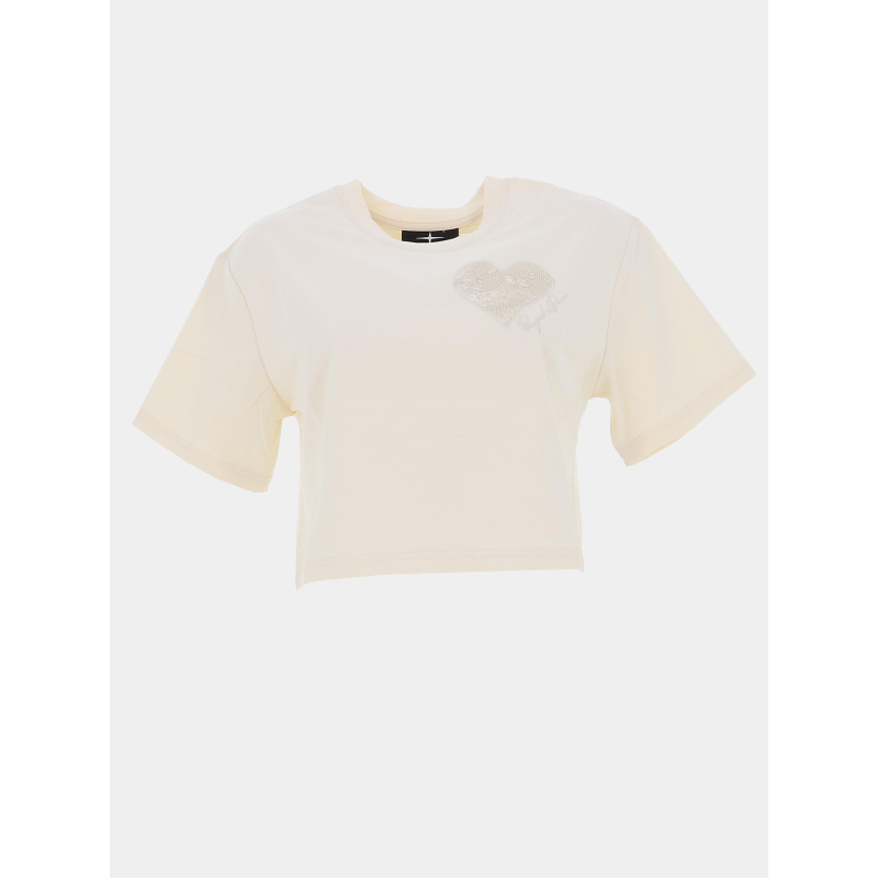 T-shirt cœur brodé blanc écru femme - Project X Paris