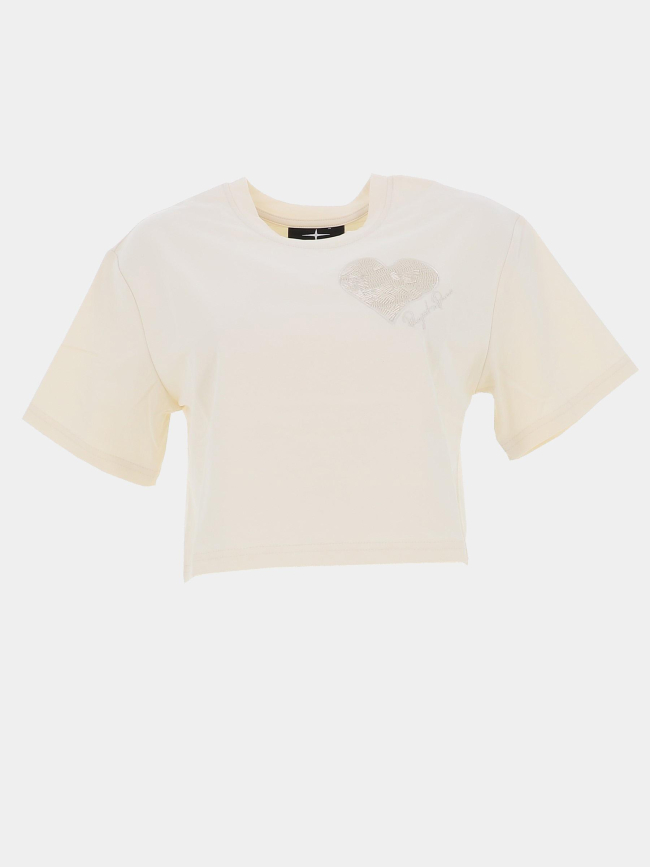 T-shirt cœur brodé blanc écru femme - Project X Paris