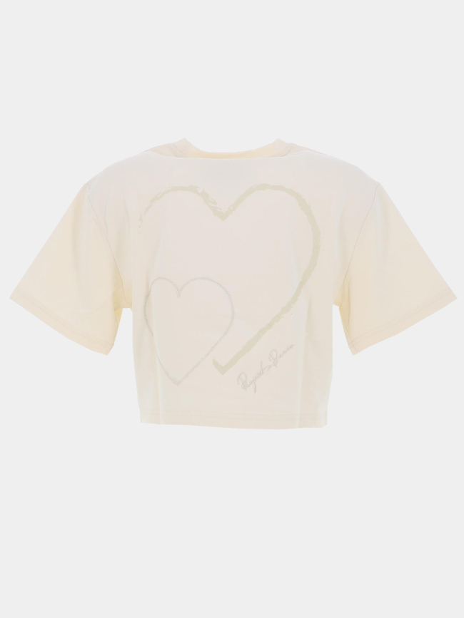 T-shirt cœur brodé blanc écru femme - Project X Paris