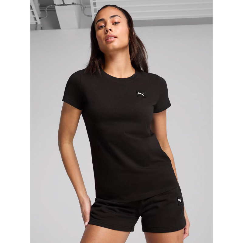 T-shirt à manches courtes essential elevated noir femme - Puma