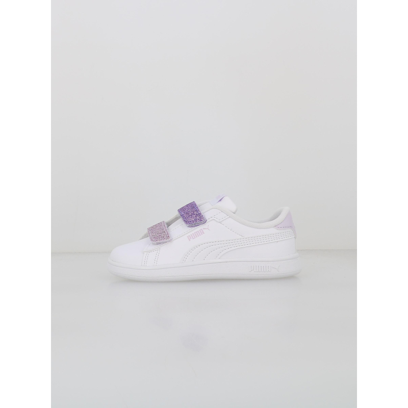 Baskets à scratch pailleté smash 3.0 blanc fille - Puma