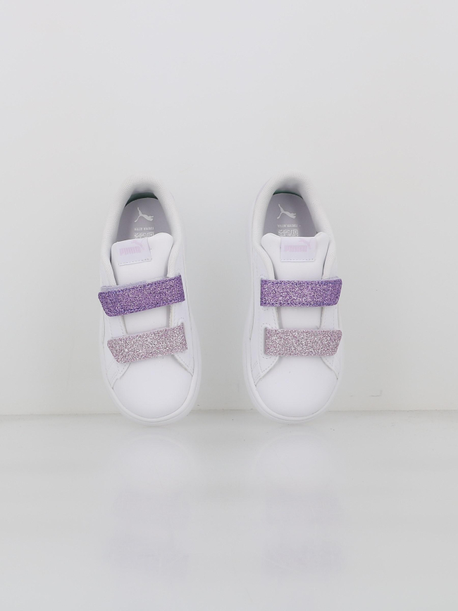Baskets à scratch pailleté smash 3.0 blanc fille - Puma