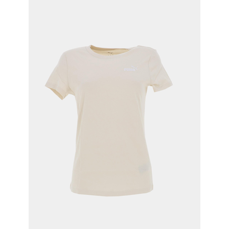 T-shirt uni essential small logo beige femme - Puma