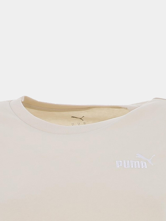 T-shirt uni essential small logo beige femme - Puma
