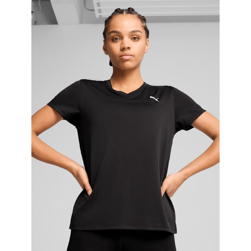 T-shirt de sport à col en v tad essential noir femme - Puma