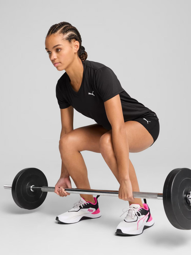 T-shirt de sport à col en v tad essential noir femme - Puma