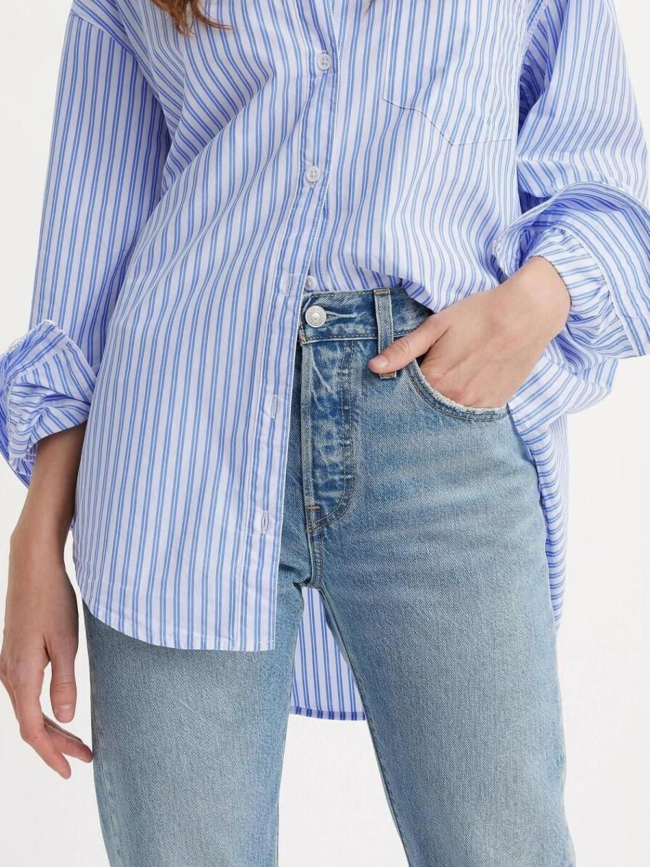 Jean droit 501 crop bleu femme - Levi's