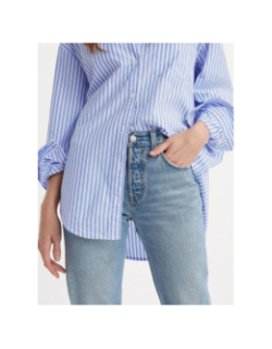 Jean droit 501 crop bleu femme - Levi's