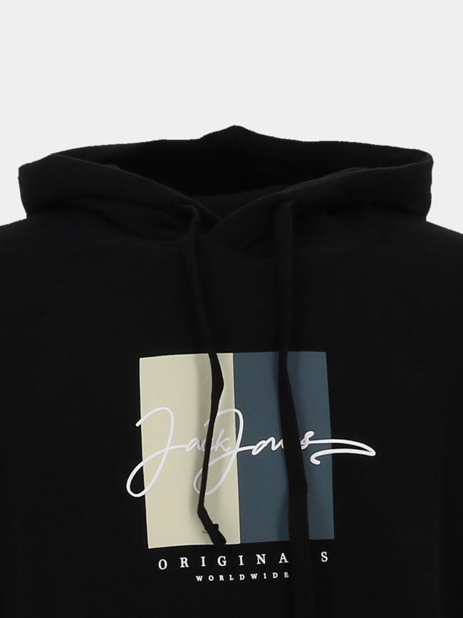 Sweat à capuche frederiksberg box noir homme - Jack & Jones