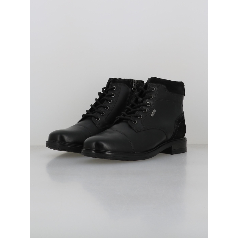 Boots en cuir à lacets noir homme Tbs