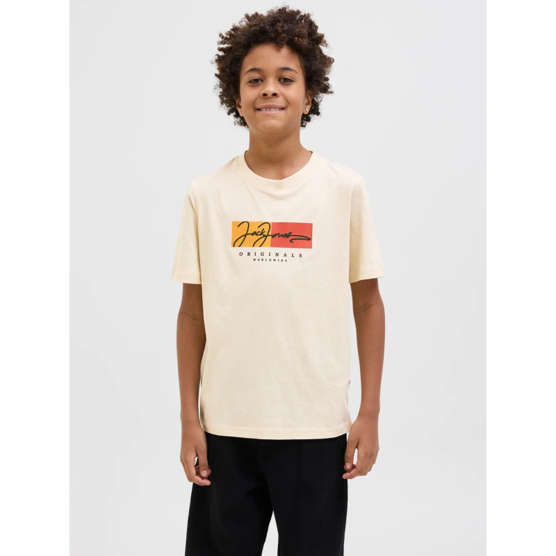 T-shirt jorfrederiksberg beige garçon - Jack & Jones