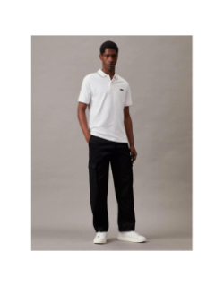 Polo stretch en piqué blanc homme - Calvin Klein