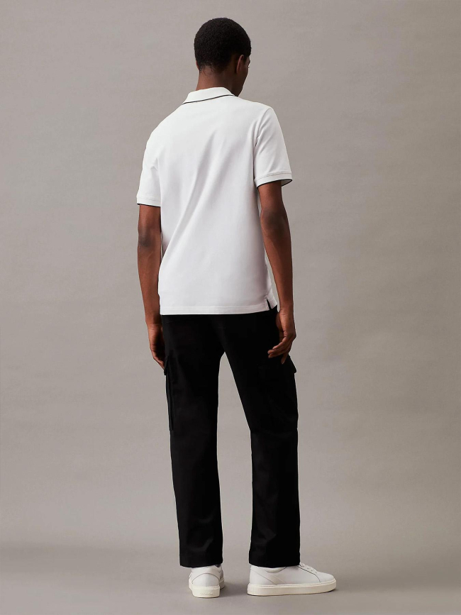 Polo stretch en piqué blanc homme - Calvin Klein