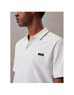 Polo stretch en piqué blanc homme - Calvin Klein