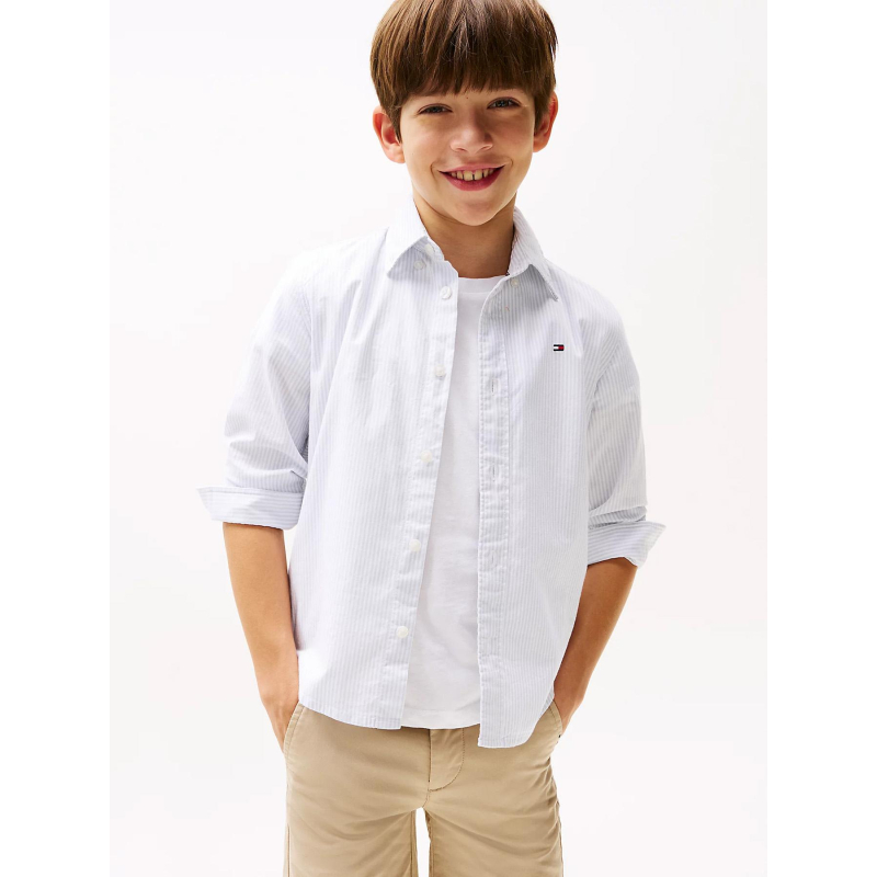 Chemise rayée flex ithaca bleu garçon - Tommy Hilfiger