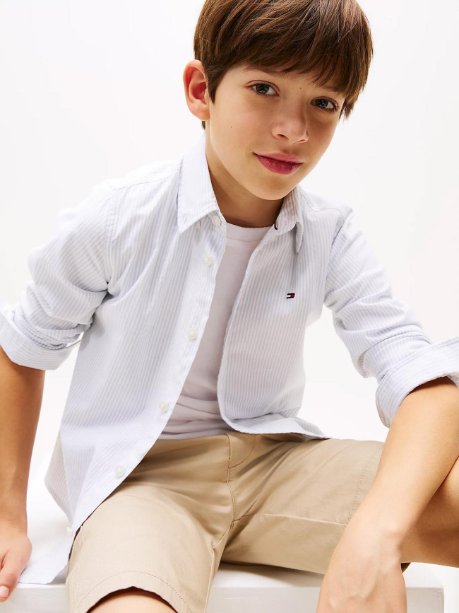 Chemise rayée flex ithaca bleu garçon - Tommy Hilfiger