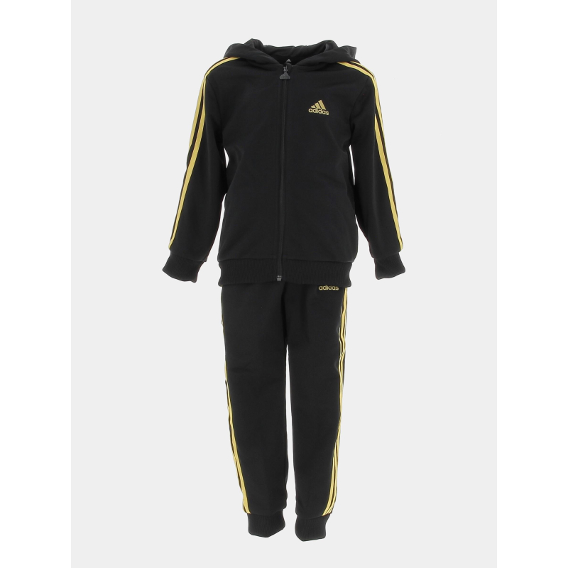Ensemble de Survêtement shiny 3 stripes noir enfant - Adidas