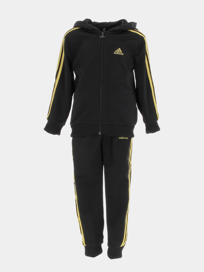 Ensemble de Survêtement shiny 3 stripes noir enfant - Adidas