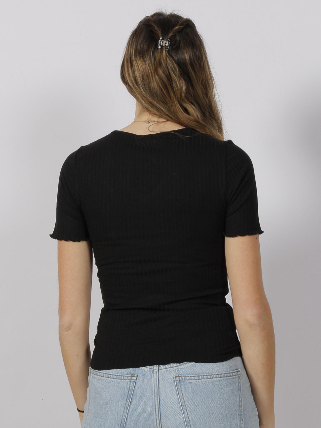 T-shirt fransiska côtelé noir femme - JDY