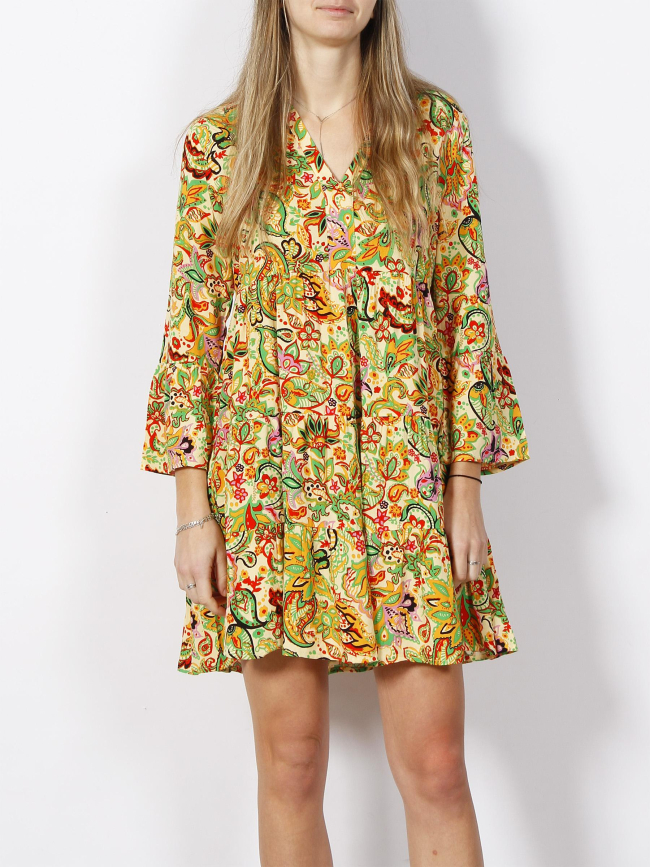 Robe courte imprimés bora jaune femme - JDY